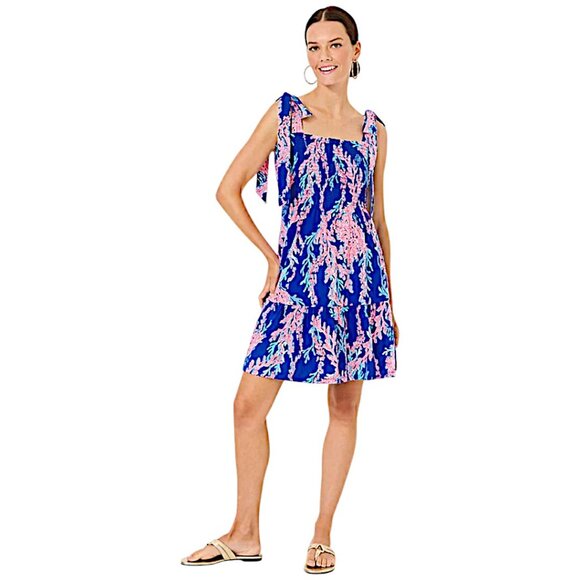 Lilly Pulitzer Kailua Smocked Dress in Borealis Blue NWT - Size Large - Picture 3 of 9